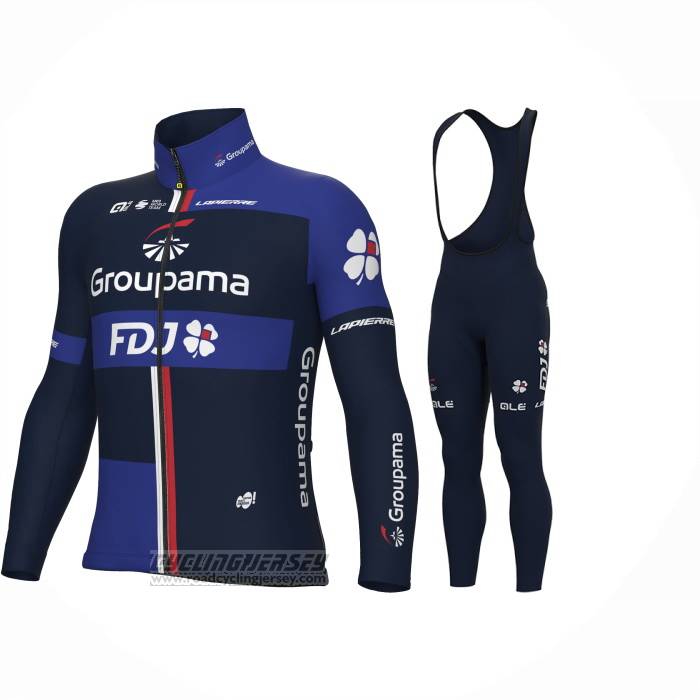 2023 Cycling Jersey Groupama-FDJ Deep Blue Long Sleeve and Bib Short